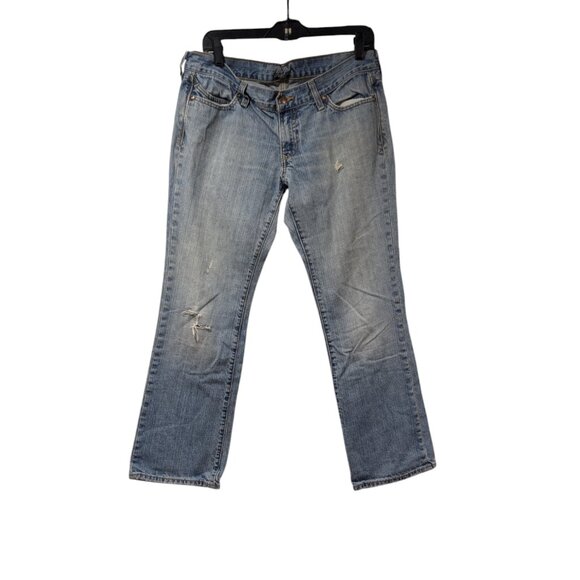 The Diva Light Blue Slightly Distressed Straight Leg Low Rise Jeans Sz 10 Short - Picture 1 of 8